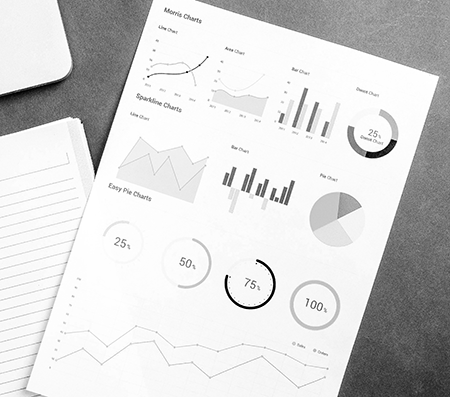 An example showing various types of graphical charts on a light background.